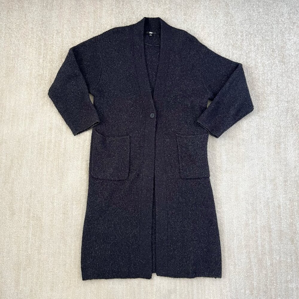 Uniqlo Long Cardigan Single Button Wool Cotton Sweater M
